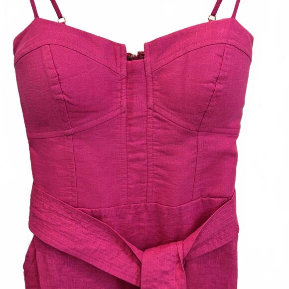ViX Paula Hermanny Solid Yasmin Pink Linen Midi Dress...
